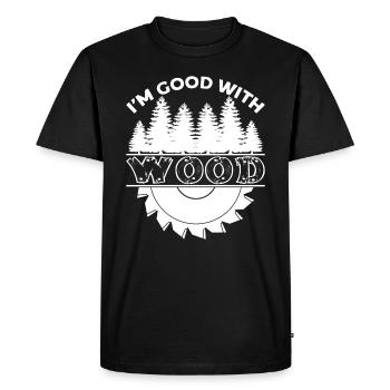 Je suis bon avec menuisier de bois charpentier menuisier - T-shirt Premium bio Homme - noir - Devant - Nico (187cm)
