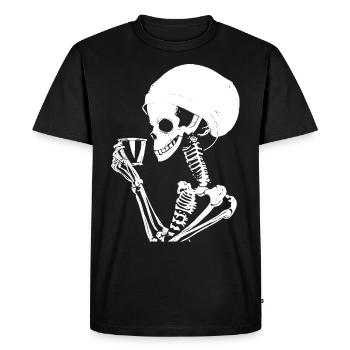 Sarcastic Funny Skeleton Drinking Espresso Coffee - Men's Premium Organic T-Shirt - black - Front - Nico (187cm)