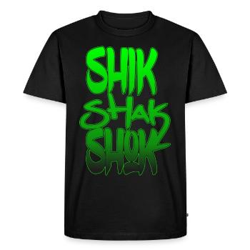 Shik Shak Shok lettres vertes dans le style graffiti - T-shirt Premium bio Homme - noir - Devant - Nico (187cm)