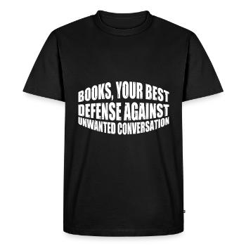 Livres, meilleure défense contre les conversations indésirables4 - T-shirt Premium bio Homme - noir - Devant - Nico (187cm)