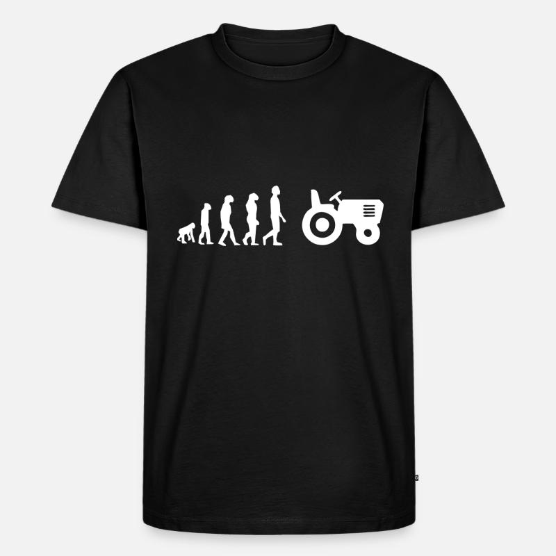 Evolution Traktor - Männer Premium Bio T-Shirt - Schwarz