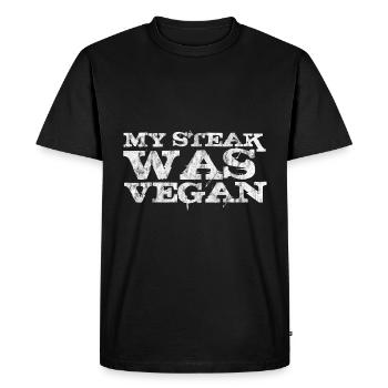 Mon steak était végétalien 3 - T-shirt Premium bio Homme - noir - Devant - Nico (187cm)