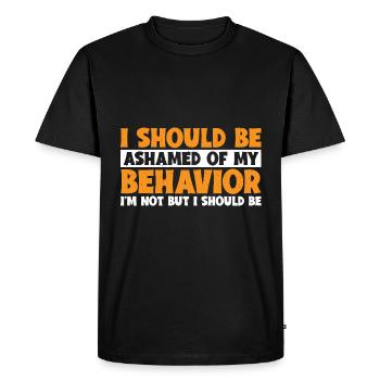 Je devrais avoir honte de mon comportement 7 - T-shirt Premium bio Homme - noir - Devant - Nico (187cm)