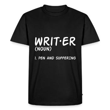 Writer, Pen And Suffering - Men's Premium Organic T-Shirt - black - Front - Nico (187cm)