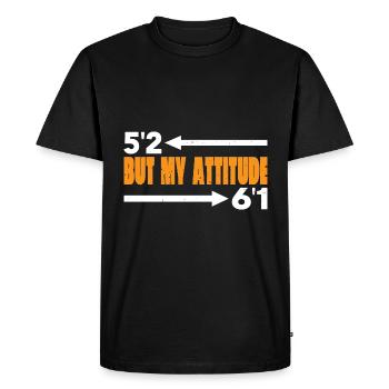 5'2 Mais mon attitude 6'1 7 - T-shirt Premium bio Homme - noir - Devant - Nico (187cm)