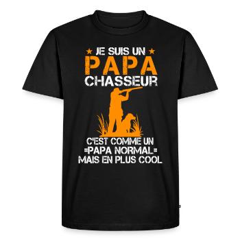 Je suis un Papa Chasseur Cool - T-shirt Premium bio Homme - noir - Devant - Nico (187cm)