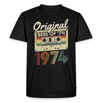 Origine 1974 naissance naissance rétro anniversaire - T-shirt Premium bio Homme - noir - Devant - Nico (187cm)