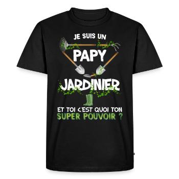 Papy jardinier héros adorable du jardin - T-shirt Premium bio Homme - noir - Devant - Nico (187cm)