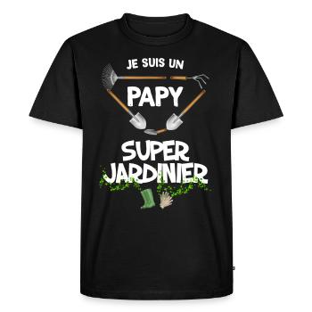 5 - papy super jardinier.png - T-shirt Premium bio Homme - noir - Devant - Nico (187cm)