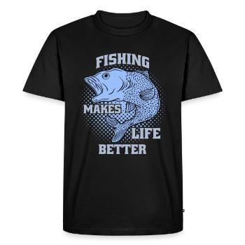 funny saying fishing - Men's Premium Organic T-Shirt - black - Front - Nico (187cm)