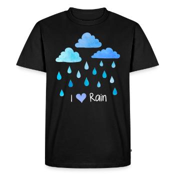 J’aime la pluie, les gouttes de pluie, les nuages météorologiques, l’humidité - T-shirt Premium bio Homme - noir - Devant - Nico (187cm)