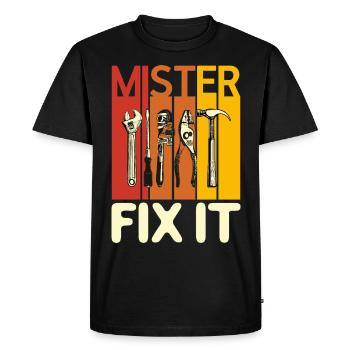 Mari homme M. le réparer, il peut tout réparer - T-shirt Premium bio Homme - noir - Devant - Nico (187cm)