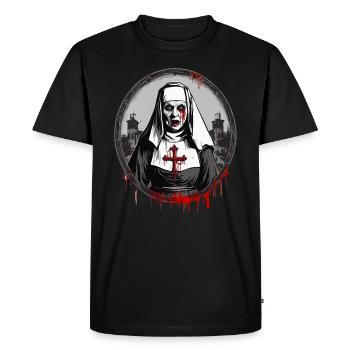 Horror Nun Halloween Creepy - Men's Premium Organic T-Shirt - black - Front - Nico (187cm)