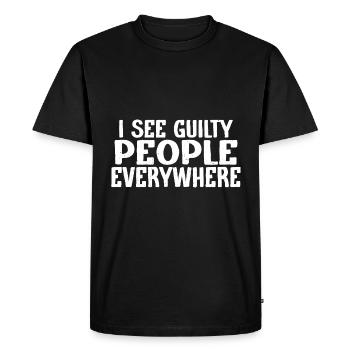 Je vois des coupables partout 3 - T-shirt Premium bio Homme - noir - Devant - Nico (187cm)