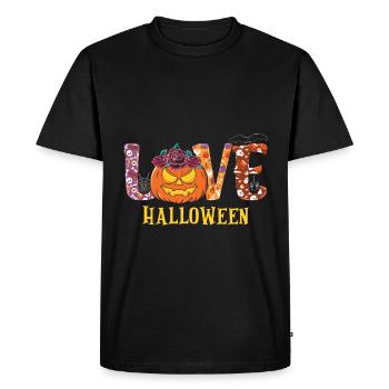 Halloween Love Pumpkin - Men's Premium Organic T-Shirt - black - Front - Nico (187cm)