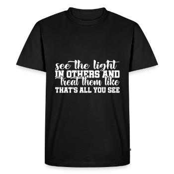 Voir la lumière dans les autres 4 - T-shirt Premium bio Homme - noir - Devant - Nico (187cm)