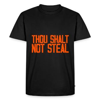 Thou Shalt Not Steal 3 - Men's Premium Organic T-Shirt - black - Front - Nico (187cm)