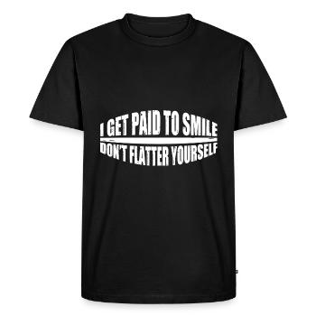 Je suis payé pour sourire, ne pas te flatter 4 - T-shirt Premium bio Homme - noir - Devant - Nico (187cm)