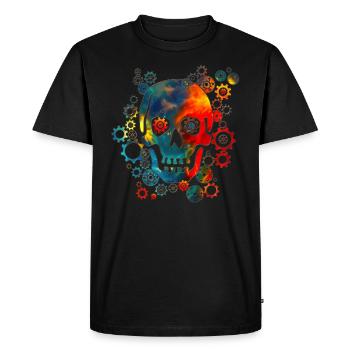Skull, Space Pirate, Galaxy, Cosmos, Universe - Men's Premium Organic T-Shirt - black - Front - Nico (187cm)