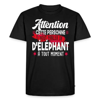 Éléphant Animal Dumbo Cadeau Humour Safari Trompe - T-shirt Premium bio Homme - noir - Devant - Nico (187cm)