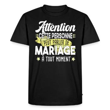 Mariage Fiançailles Couple Cadeau Amour Marié - T-shirt Premium bio Homme - noir - Devant - Nico (187cm)