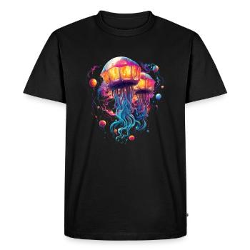 Montgolfière méduse couleurs vives - T-shirt Premium bio Homme - noir - Devant - Nico (187cm)