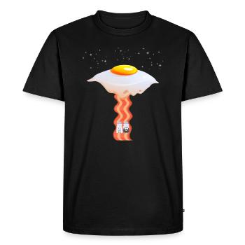 Drôle de design oeuf frit ufo faisceaux poivre sel - T-shirt Premium bio Homme - noir - Devant - Nico (187cm)