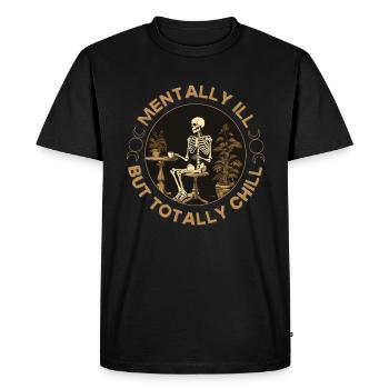 Mentally ill but totally chilled Skeleton Coffee - Men's Premium Organic T-Shirt - black - Front - Nico (187cm)