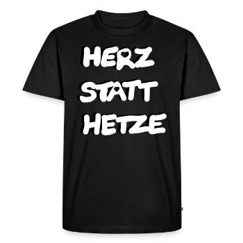 Heart instead of agitation - Men's Premium Organic T-Shirt - black - Front - Nico (187cm)