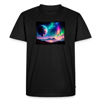 Northern Lights,Stars,Night,Planets - Men's Premium Organic T-Shirt - black - Front - Nico (187cm)