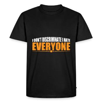 Je ne fais pas de discrimination Je déteste tout le monde 19 - T-shirt Premium bio Homme - noir - Devant - Nico (187cm)