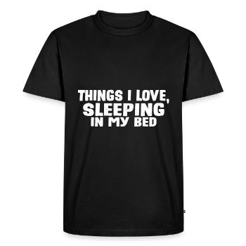 Les choses que j’aime, dormir dans mon lit 8 - T-shirt Premium bio Homme - noir - Devant - Nico (187cm)
