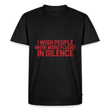 J’aimerais que les gens soient plus à l’aise dans le silence 4 - T-shirt Premium bio Homme - noir - Devant - Nico (187cm)