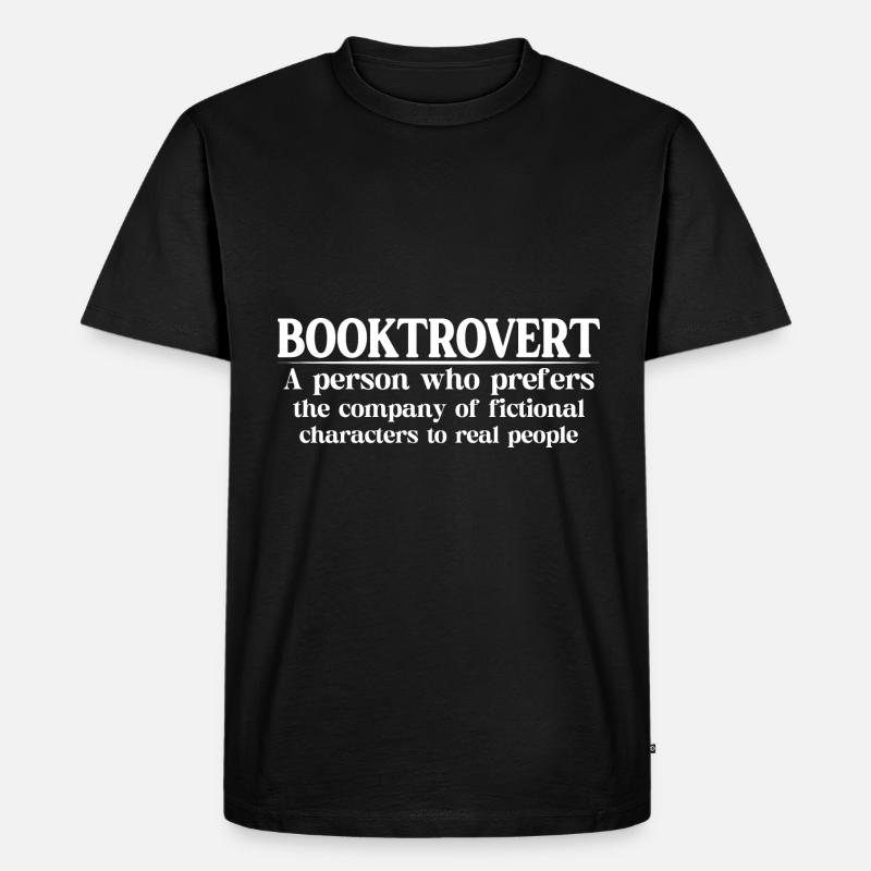 Booktrovert Definition Description 9 - Männer Premium Bio T-Shirt - Schwarz