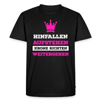 Fall, get up, check Crown, walk on - Men's Premium Organic T-Shirt - black - Front - Nico (187cm)