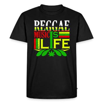 REGGAE MUSIQUE IS LIFE, MARLEY, RASTA, RASTAFARI - T-shirt Premium bio Homme - noir - Devant - Nico (187cm)