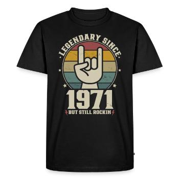 Né en 1971, légendaire depuis 1971 - T-shirt Premium bio Homme - noir - Devant - Nico (187cm)