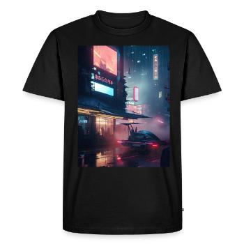 Midnight Reverie: Anime-Style Depiction of a - Men's Premium Organic T-Shirt - black - Front - Nico (187cm)