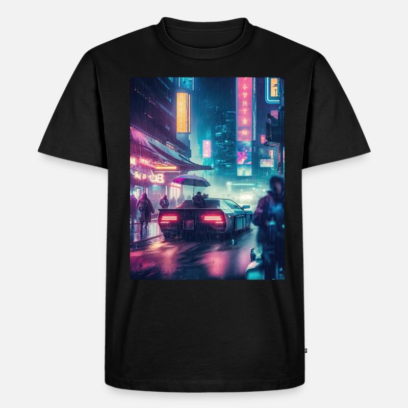 Retro-Träumerei: Oldtimer im Regen - Männer Premium Bio T-Shirt - Schwarz