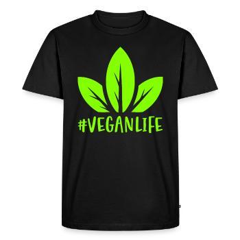 Hashtag Veganlife with a sheet of vegan life - Men's Premium Organic T-Shirt - black - Front - Nico (187cm)