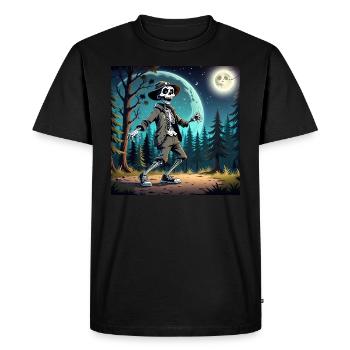 Mysterious Skeleton in Hat and Jacket - Men's Premium Organic T-Shirt - black - Front - Nico (187cm)