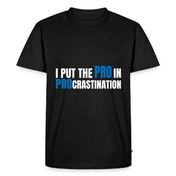 Je mets le pro dans la procrastination 15 - T-shirt Premium bio Homme - noir - Devant - Nico (187cm)