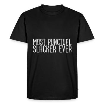 Le fainéant le plus ponctuel de tous les temps 3 - T-shirt Premium bio Homme - noir - Devant - Nico (187cm)