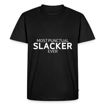 Le fainéant le plus ponctuel de tous les temps - T-shirt Premium bio Homme - noir - Devant - Nico (187cm)