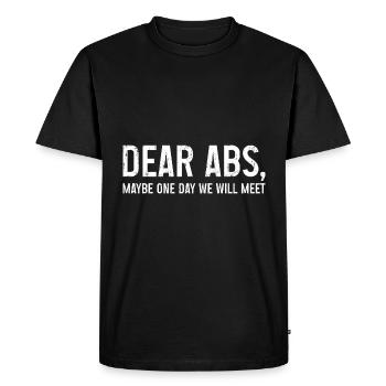 Chers abdominaux, peut-être qu’un jour nous nous rencontrerons - T-shirt Premium bio Homme - noir - Devant - Nico (187cm)
