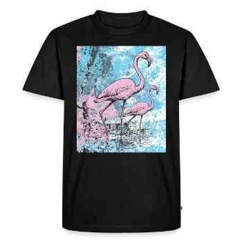 flamants roses - T-shirt Premium bio Homme - noir - Devant - Nico (187cm)