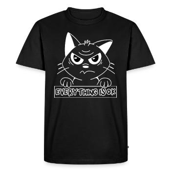 Chat TOUT VA BIEN - T-shirt Premium bio Homme - noir - Devant - Nico (187cm)