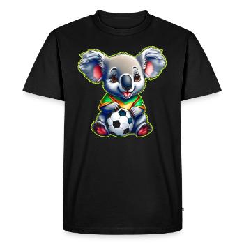 Ours Koala mignon avec ballon de football - T-shirt Premium bio Homme - noir - Devant - Nico (187cm)