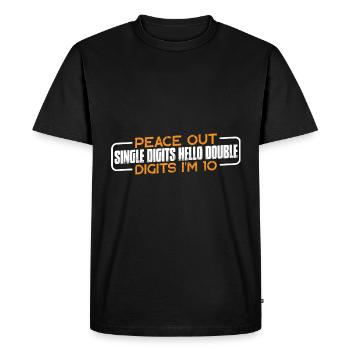 Buy Single Digits Hello Double Digits I'm 10 4 - Men's Premium Organic T-Shirt - black - Front - Nico (187cm)