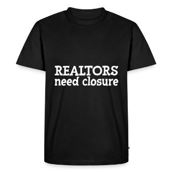 Realtors Need Closure - Men's Premium Organic T-Shirt - black - Front - Nico (187cm)